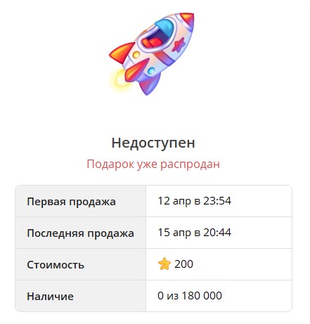 Коллекция NFT подарков Stellar Rocket в Telegram