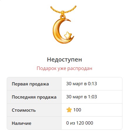 Коллекция NFT подарков Moon Pendant в Telegram
