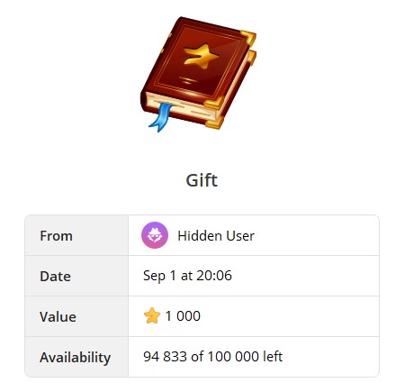 Новый подарок в Telegram - Книга