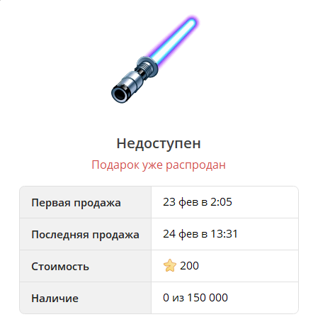 Light Sword - коллекция NFT подарков в Telegram